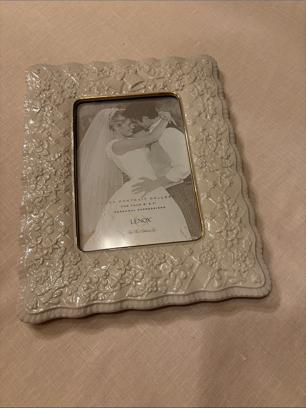 Lenox Ivory Floral Ceramic Picture Frame